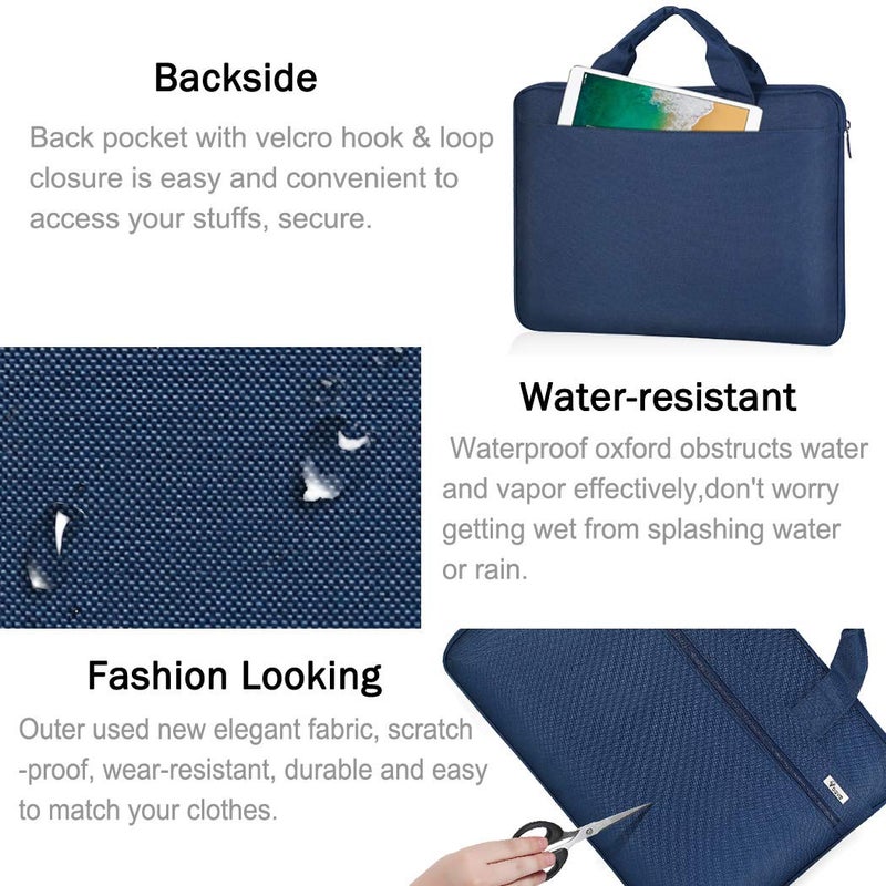 Voova Laptop Bag 15.6 Inch, 360Â° Protective Laptop Case Sleeve Compatible with MacBook Air 15 M2/M3/M4, MacBook Pro 15/16, 15-16â€ Lenovo Dell Hp, Waterproof Computer Bag Slim Briefcase, Blue - Image 4